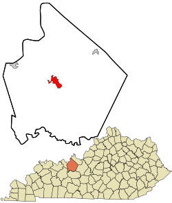 Breckinridge County Kentucky incorporated and unincorporated areas Hardinsburg highlighted